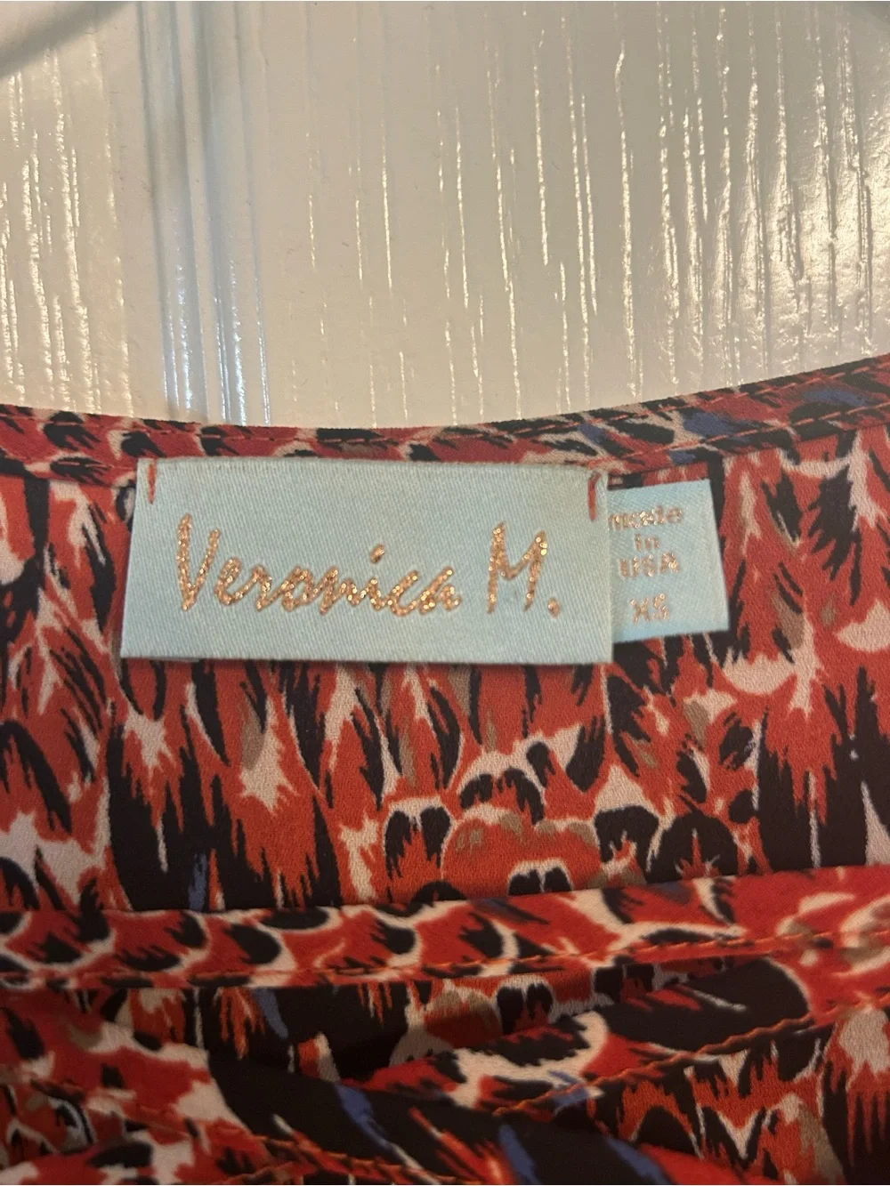 Veronica XS Red and Black Printed Long-Sleeve Top